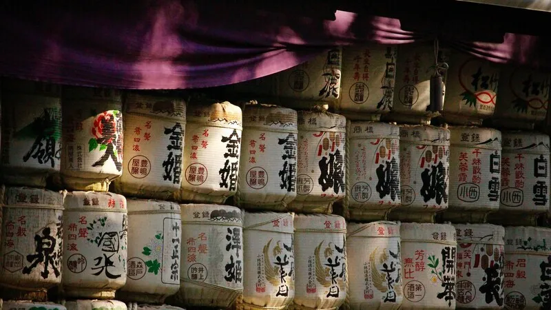 Different types of sake in various bottles